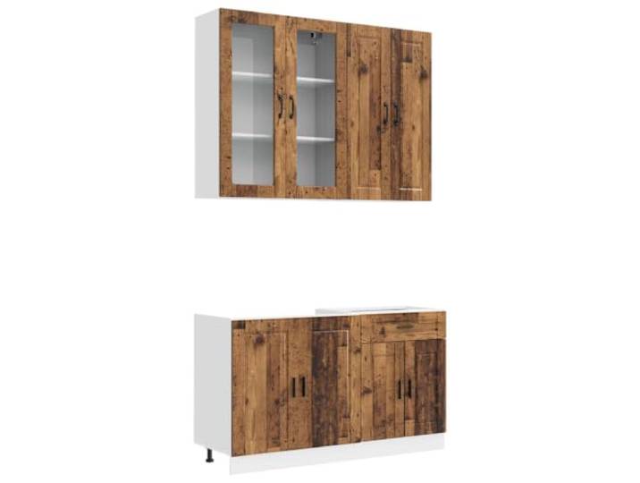 GPWERSDF Küchenzeile Porto 4 Pieces Holzwerkstoff Verstellbare Füße, Wandbefestigung, Viel Stauraum, Pflegeleicht, Für Kleine Küchen