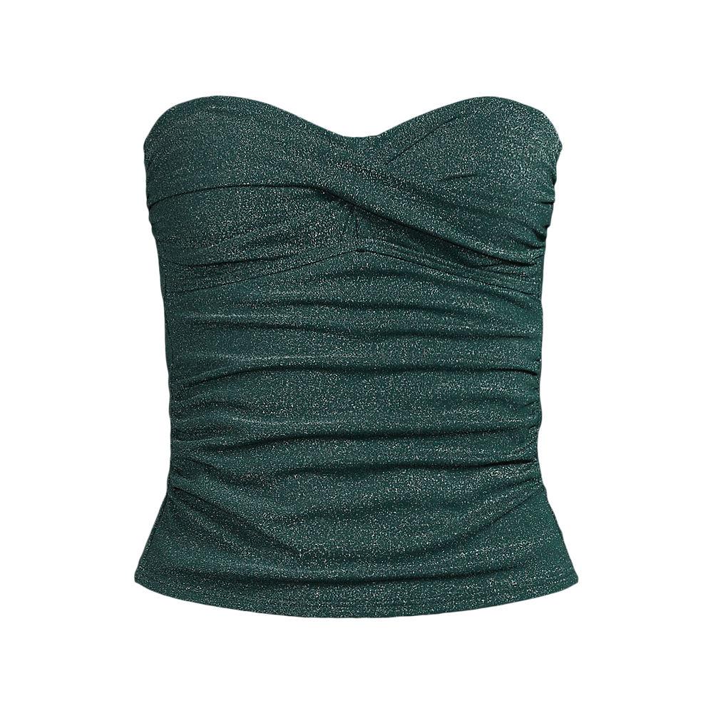 Glitzer Twist Bandeau-Tankinitop für Damen, Damen, size: regular, Grün, Nylon, by Lands' End