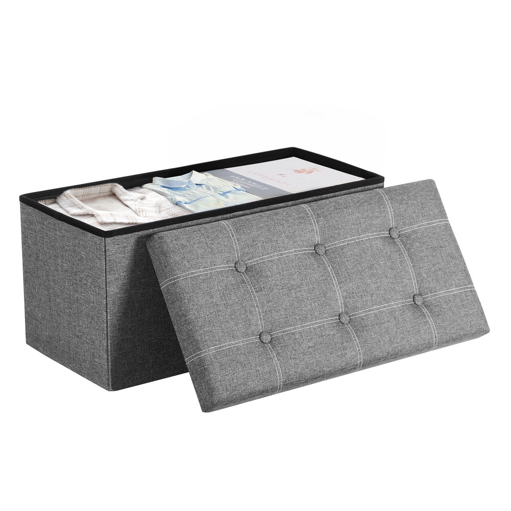 SONGMICS Sitzbank mit Stauraum Hellgrau LSF001G02