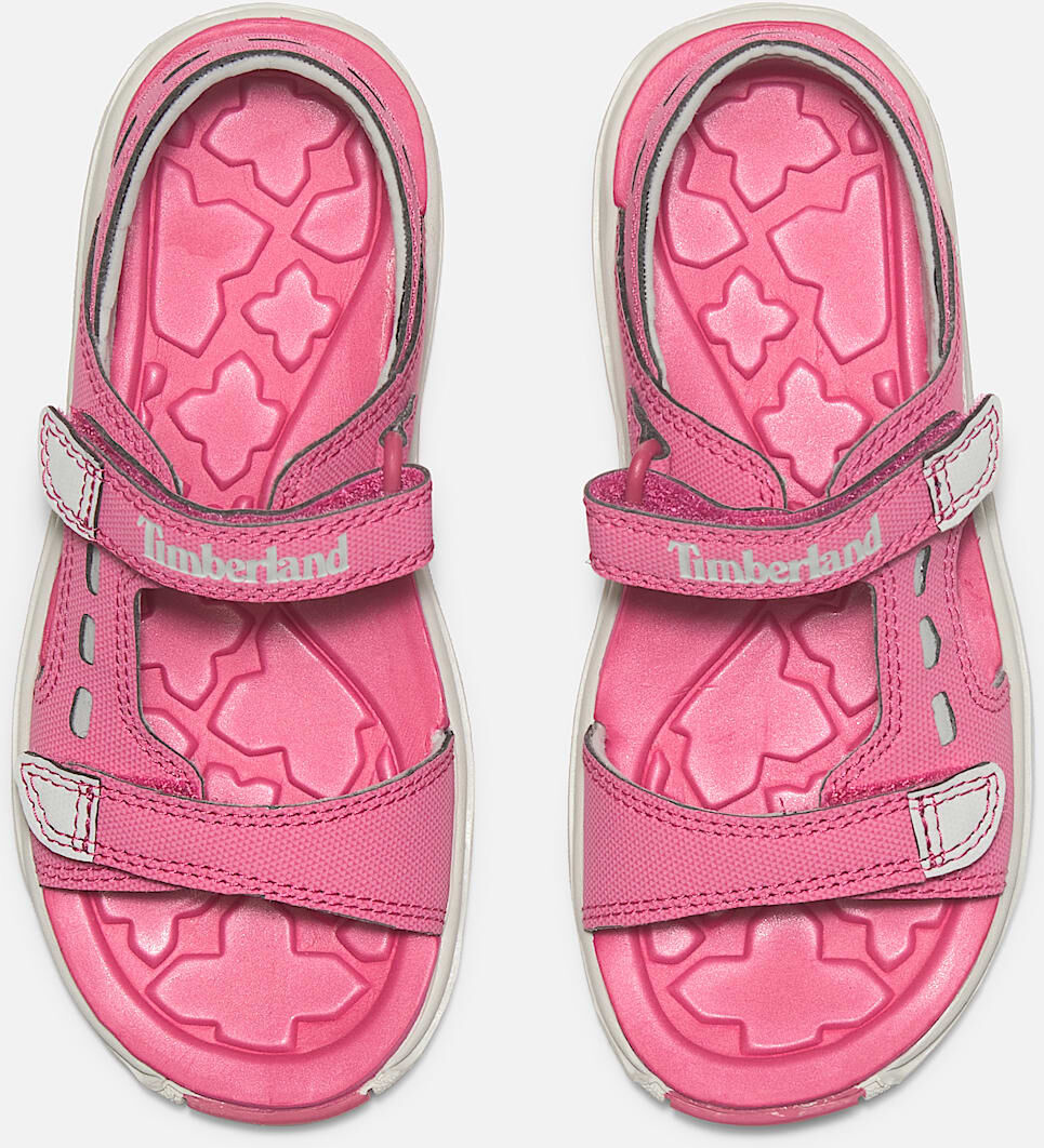 Sandale TIMBERLAND "MOSS JUMP BACKSTRAP SANDAL", Mädchen, Gr. 25, Synthetik, pink (br pnk), Leder, Schuhe Sandale, aus Leder br pnk 25, Synthetik