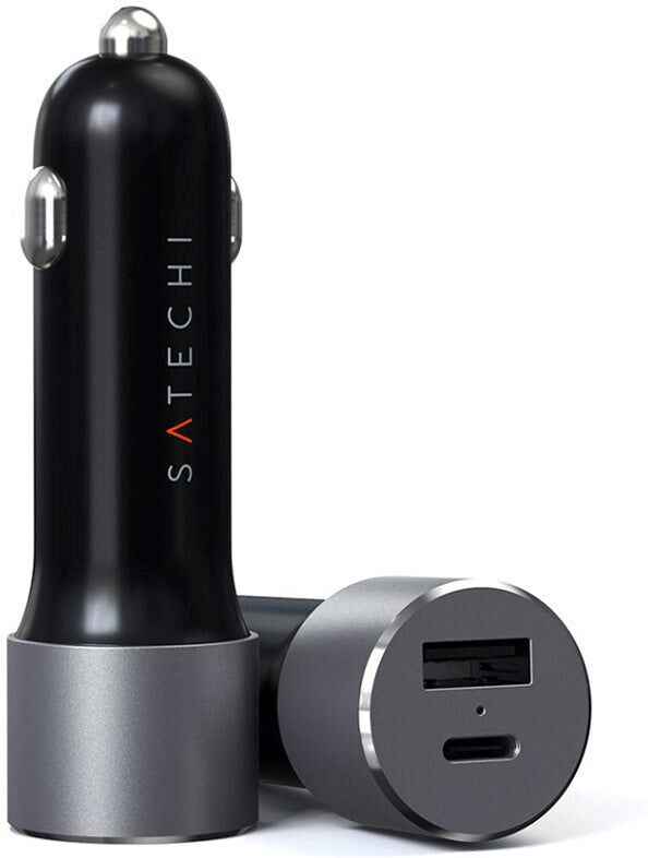 Satechi Power Delivery 72W Biloplader m. USB-A & USB-C - Space Grey