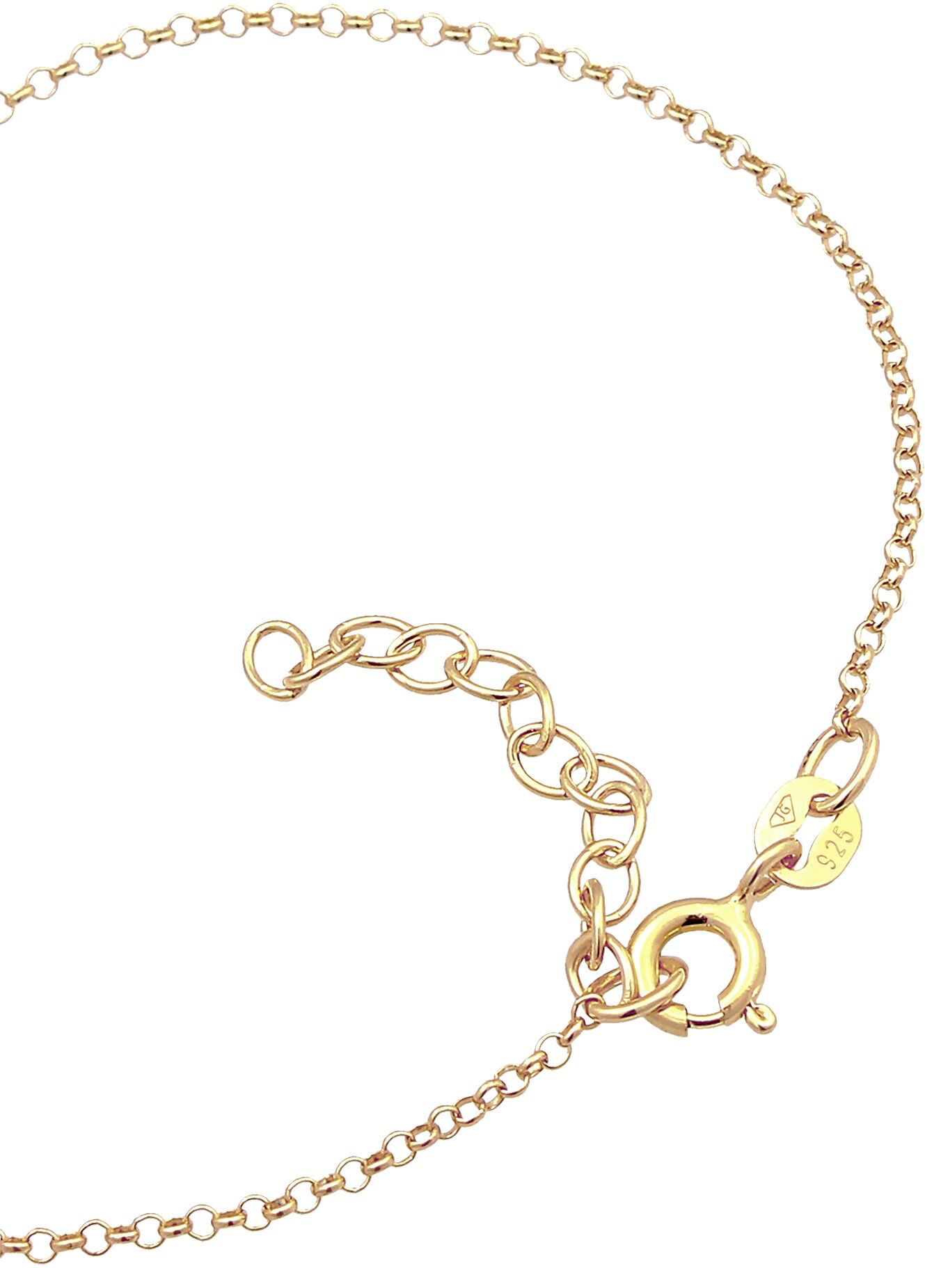 Armkette ELLI "Armband Buchstaben Initialen Anhänger S 925 Silber" Gr. 160, gold, Armbänder, Damen, Silber 925 (Sterlingsilber), Armkette