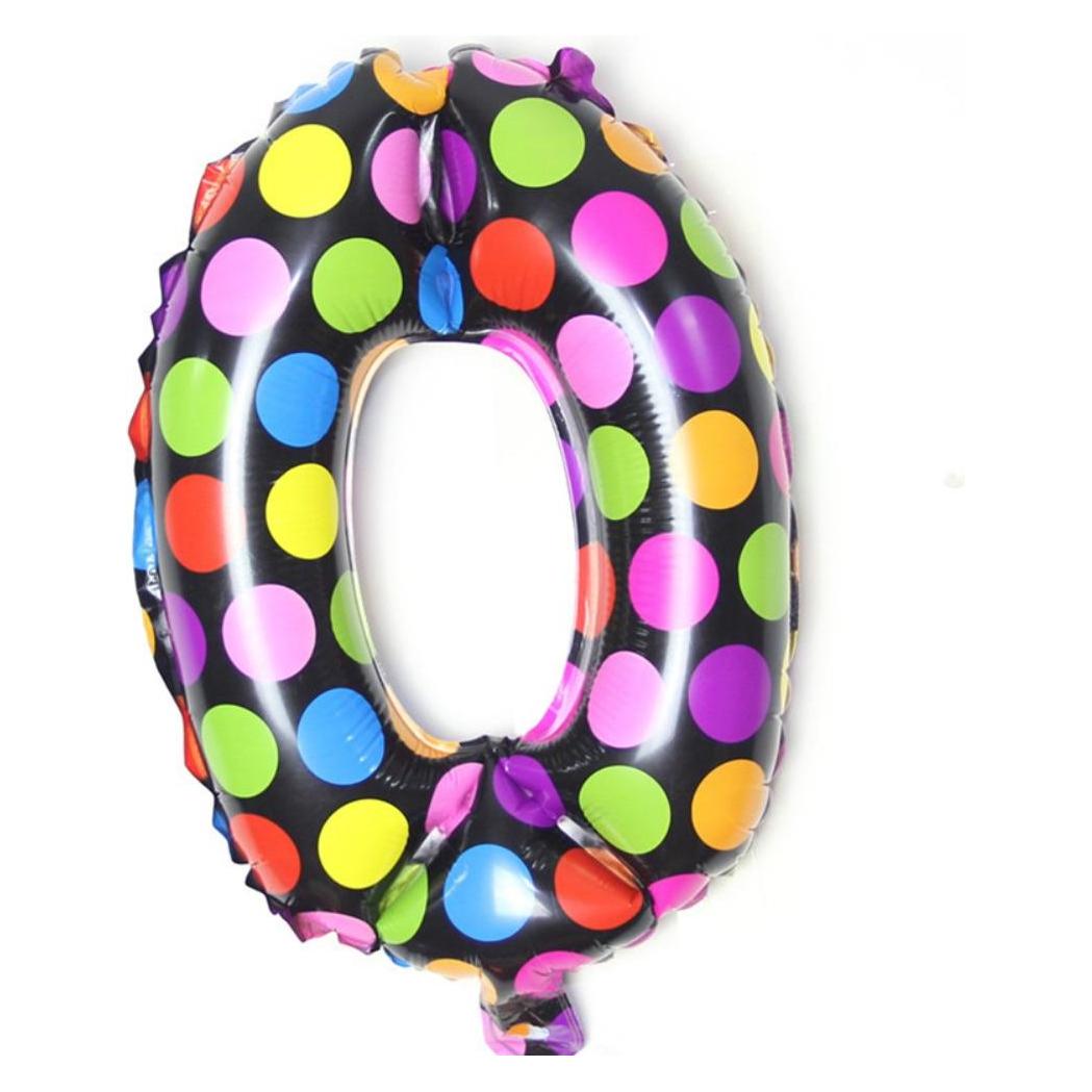 Cover-Discount Zahlenballon bunt gepunktet Nummer 0 (1x) (86120070A)