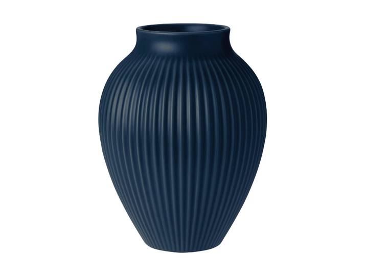 Knabstrup Keramik Vase strié Knabstrup 20 cm Dark blue