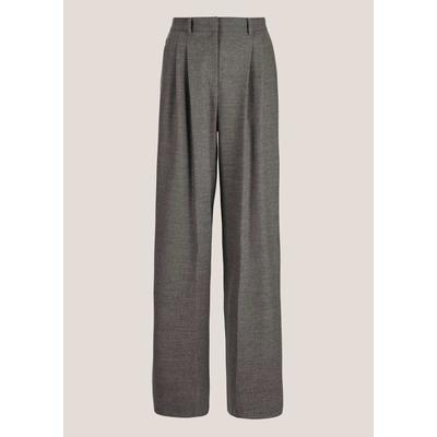 Bundfaltenhose MADELEINE "Palazzohose Weite Bundfaltenhose mit Formbund", Damen, Gr. 36, N + K Gr, grau (nebel, melange), Modern, normal, Hosen, Weite Bundfaltenhose mit Bügelfalte