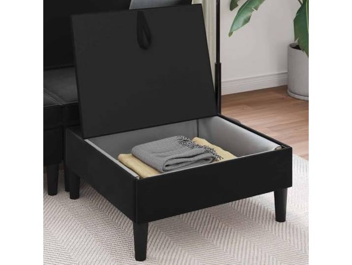 KTHLBRH Sitzsack mit Aufbewahrung, Schwarz, Samt, 70 x 70 x 40 cm Abnehmbares Kissen, Schaumstoff, Sperrholz, 1-Sitzer, leicht zu reinigen