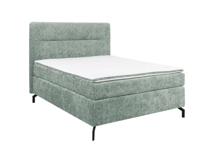 Boxspringbett, Grün, 140x200 cm, Textil, Topper Durchgehend & Stoffauswahl