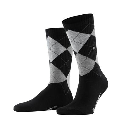 Socken BURLINGTON "Rib Court", Herren, Gr. 40-46, schwarz-weiß (schwarz), Baumwollmischung, unifarben, Socken Socken, Einheitsgröße 40-46, Argyle-Muster, feine Rippenstruktur