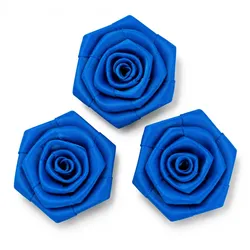 Creativery Satinrosen 6cm 3 Stück Stoffblumen zum Basteln Dekorieren Hochzeit Geschenkverpackung Blütendeko Tischdeko Handarbeit Stoffrosen Deko Blumen Blau
