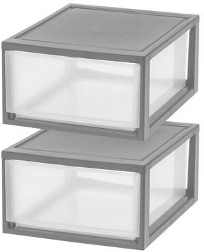 IRIS USA® Stacking Drawer 29.5 Qt - Gray - Set of 2