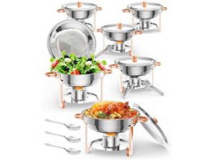 Paquet 6 plats buffet 5QT chafers or rose