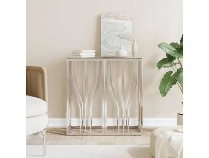 GPWERSDF Konsolentisch 70x30x70 cm Edelstahl und Glas Rostbeständig, Vielseitig Als Eingangstisch, Couchtisch, Mit Wandhalterung