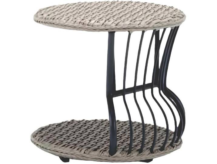 Xlmoebel Beistelltisch Grauer Rattan-Tisch im modernen Design für Terrasse und Garten (Beistelltisch), Hergestellt in Europa