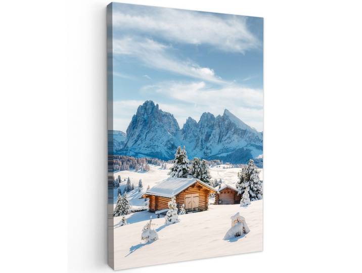 LEINWANDBILD Winter - Hütte - Berge - Aussicht - Schnee Wanddeko 40x60 cm