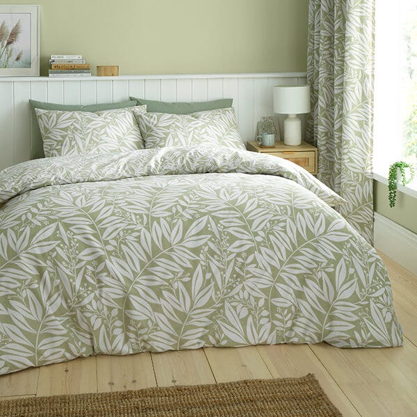 Catherine Lansfield Sorrel Leaf Super King Duvet Set Green