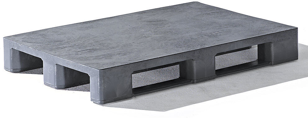 kaiserkraft EURO-Kunststoffpalette, ohne Rand, Oberdeck geschlossen, anthrazit, ab 10 Stk