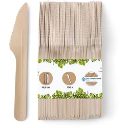 BIOZOYG 100 Stück Einwegmesser 16,5cm Papiermesser Pappmesser aus Karton, umweltfreundlich, sehr stabil, aus nachhaltigem Holz, biologisch abbaubar