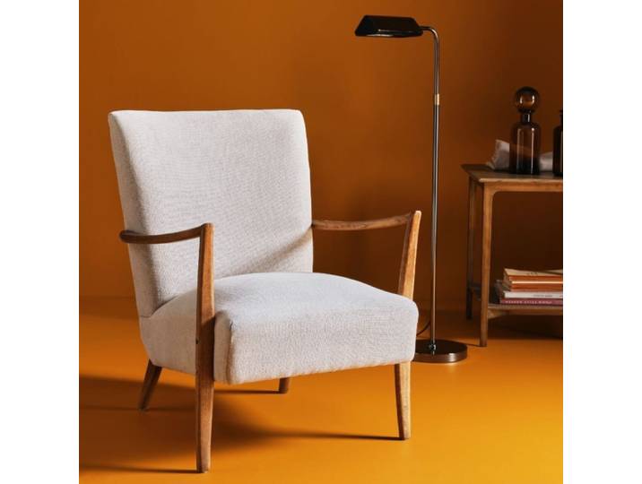 Fauteuil en chêne massif avec assise en lin - l66 cm