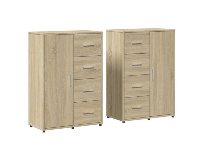 TEKGHUT Sideboards 2 STK. Sonoma-Eiche 60x31x84 cm Holzwerkstoff Holzwerkstoff,Feuchtigkeitsbeständigkeit,Stauraum,Zeitschriften,Bücher,Dokumente,leicht zu reinigen,Oberplatte