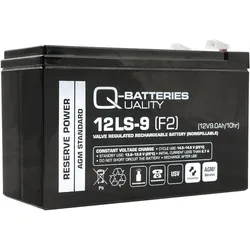 Q-Batteries 12LS-9 | 12V 9Ah F2 Blei-Vlies-Akku AGM 12 Jahre