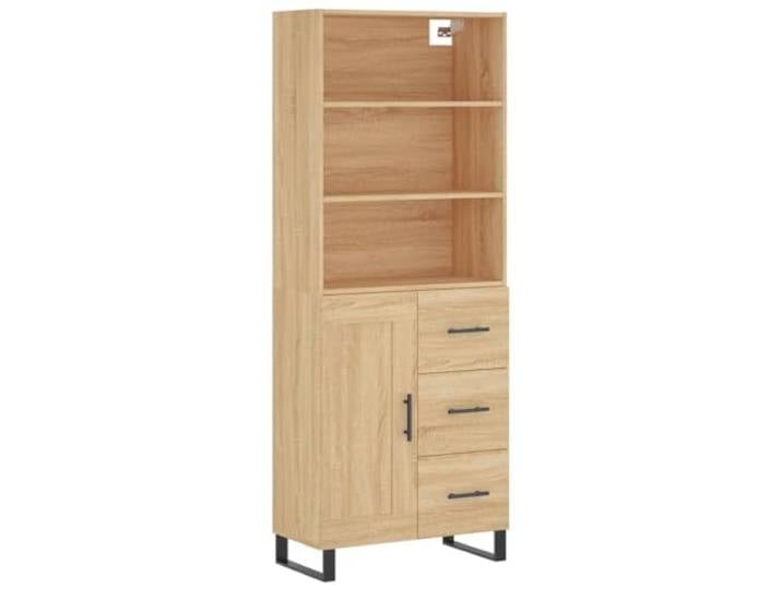 Kaorsrow Highboard Sonoma-Eiche 69,5x34x180 cm Holzwerkstoff Schrank Stilvoller Mehrzweckschrank im Wohnzimmer: Kompakte Kommode mit Metallfüßen für Ordnung und schickes Design.