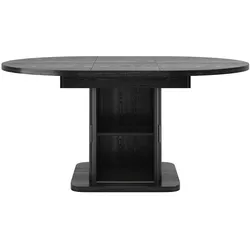 STILVORA Ausziehtisch aus MDF und Metall, Schwarz, oval, 110–149,8 cm, mit Stauraum