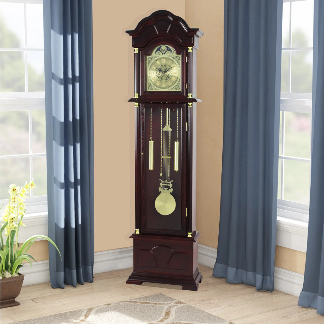 ClassicLiving 183cm Wood Grandfather Clock Cherry 183cm H X 49cm W X 21.8cm D