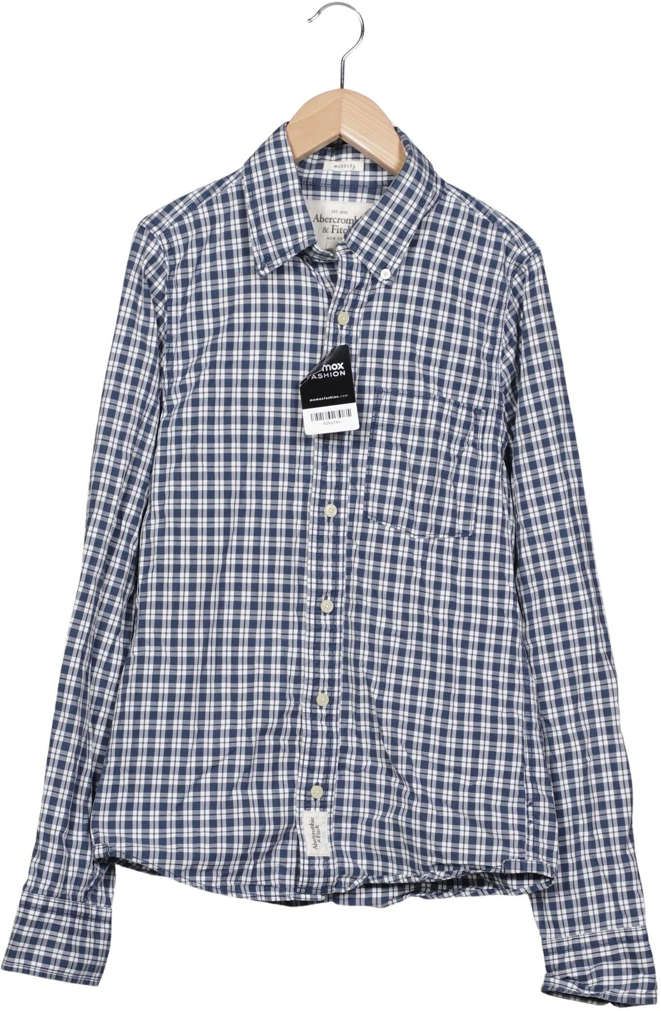 Abercrombie & Fitch Herren Hemd, Marineblau, Gr. S, Baumwolle - Second Hand