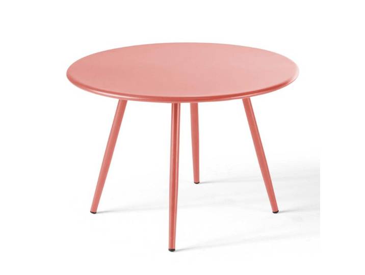 Table basse de jardin ronde en métal argile 50 cm Palavas Oviala