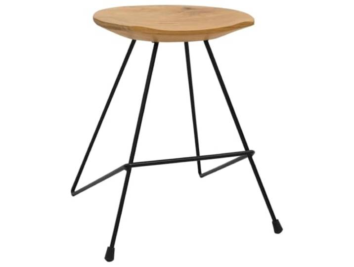 Barhocker aus Teakholz, 2 Stück, Stahlfüße Massives Teakholz, Stahlbasis, rustikales Design, glatte Verarbeitung, feine Maserung, 2er Set
