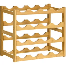 WEINREGAL Flaschenregal Weinhalter für 16 Flaschen Standregal aus Bambus Natur