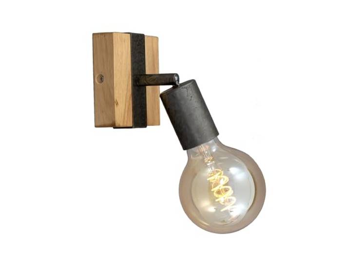 Briloner - Spot - Applique murale design en bois et en metal gris - Lampe murale pivotable et rotatif - Style vintage\, retro\, industrielle - 1xE27 - Dimensions : 10x10\,3x9cm