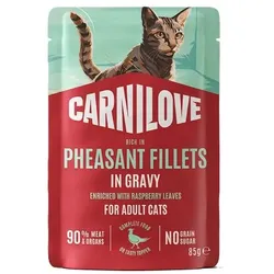 Carnilove Cat Sauce 24 x 85g-Beutel Katzennassfutter Fasan & Himbeere 24 x 85g