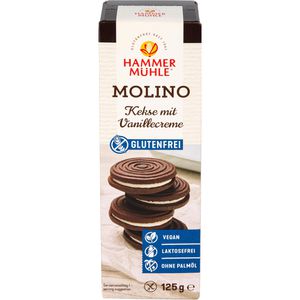 Hammermühle Kekse Molino Doppelkeks mit Vanillecreme, gluten-, laktosefrei & vegan, 125 g