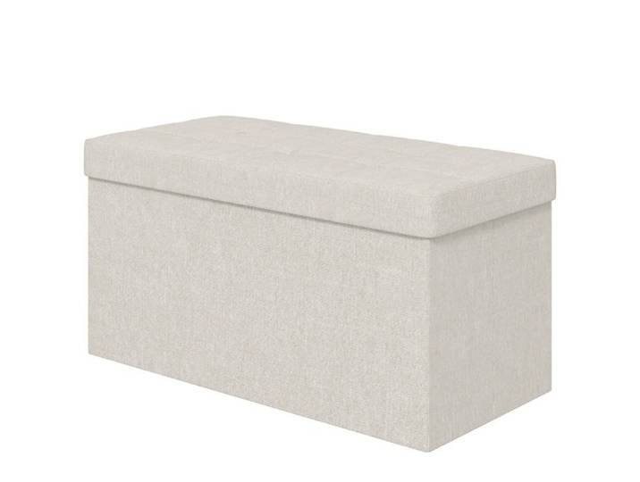 LIA Banc rangement pouf pliable crème 76x38x38cm