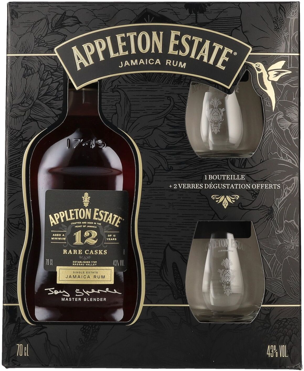 Appleton Estate 12 Years Old Rare Casks Jamaica Rum 43% Vol. 0,7l in Geschenkbox mit 2 Gläsern
