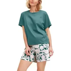 Calida Botanic Dreams Short Pyjamas Set Jadegrün Baumwolle Large Damen