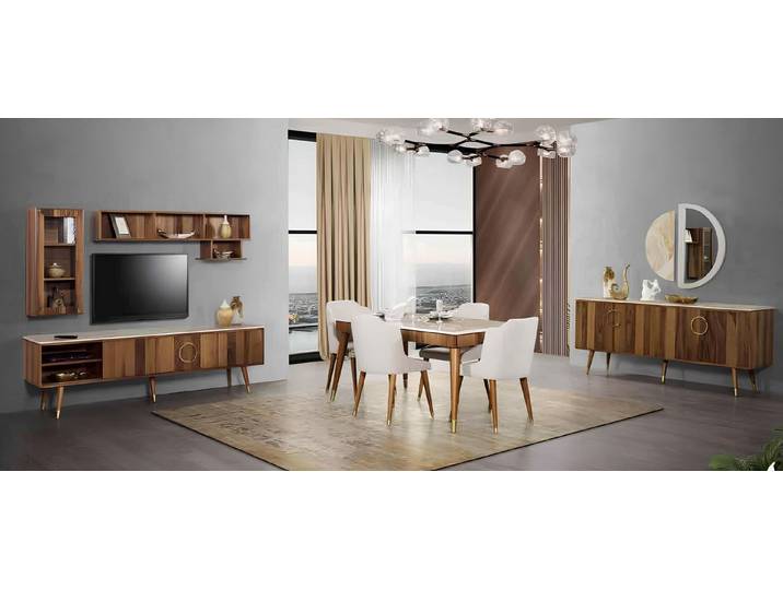 Xlmoebel Essgruppe Moderne 7-teilige Tischgarnitur mit 6 Stühlen für Esszimmer, (Tischgarnitur, 7-tlg., 7-teilig (6 Stühle), Made in Europa