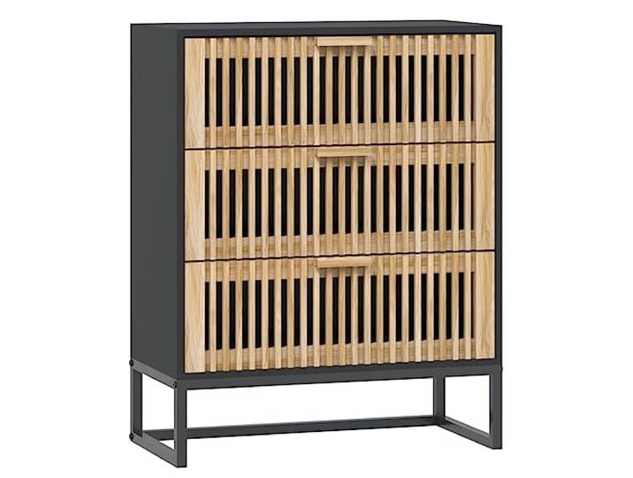 KLGBNCVE Sideboard Schwarz 60x30x75 cm Holzwerkstoff Klassisches Design, Schubladen aus Holz, Eisenbein, viel Stauraum, inklusive Anleitung
