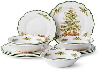 Certified International Holly Tree 12pc Melamine Dinnerware Set, Service for 4