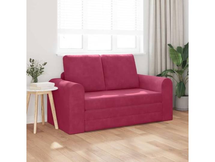 KTHLBRH Schlafsofa aus Samt, Weinrot, 148 cm Modernes Design, klare Linien, weiche Oberfläche, perfekt für Wohnzimmer