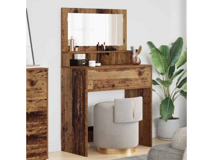 Schminktisch aus Holzwerkstoff 80 x 39,6 x 135 cm Schlafzimmer Modernes Design, Kugellager-Schubladen, robuste Konstruktion, viel Stauraum, pflegeleichte Oberfläche