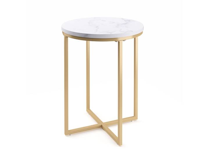 Beistelltisch ESRA rund 40 x 50 cm weiss/gold