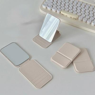 Uplift Essentials Solid Color PU Leather Foldable Makeup Mirror white