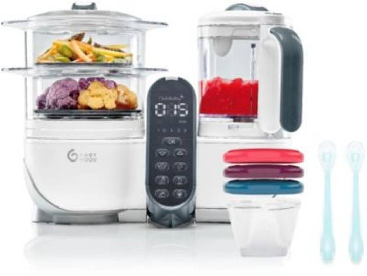 Babymoov - Mixeur Cuiseur Bébé Nutribaby+ White/3 Babybols+2 Cuillères
