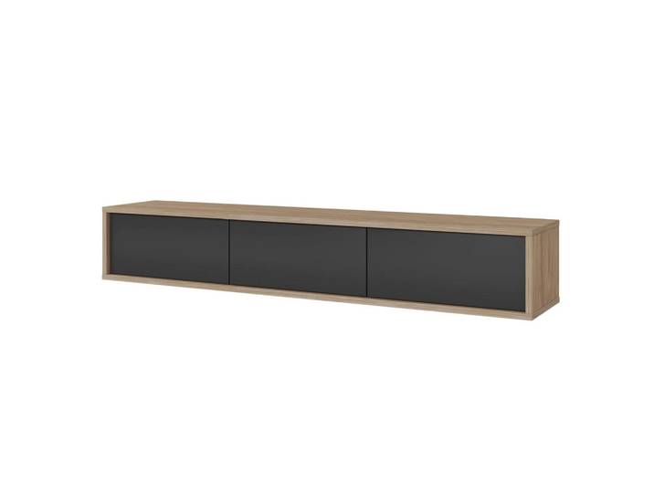 Selsey Tv-Lowboard Moddern Eiche / Anthrazit 180 cm, Eichefarben, 3 Fächer, Rechteckig, 180x32x36 cm, Wohnzimmer, TV Möbel, Lowboards, Lowboards stehend