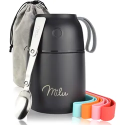 Milu Lunchbox-Set (9-tlg.) - 450 ml - schwarz
