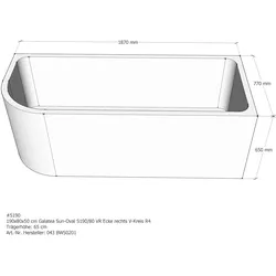 Badewannenträger passend für Galatea S 190/80 VR rechts 190 × 80 × 50 cm