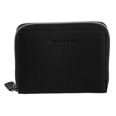 Geldbörse, Damen, schwarz, Leder, MARC O'POLO ACCESSORIES, Basic, Kleinlederwaren, Geldbeutel, Money Pocket, Portemonnaie mit Logoschriftzug