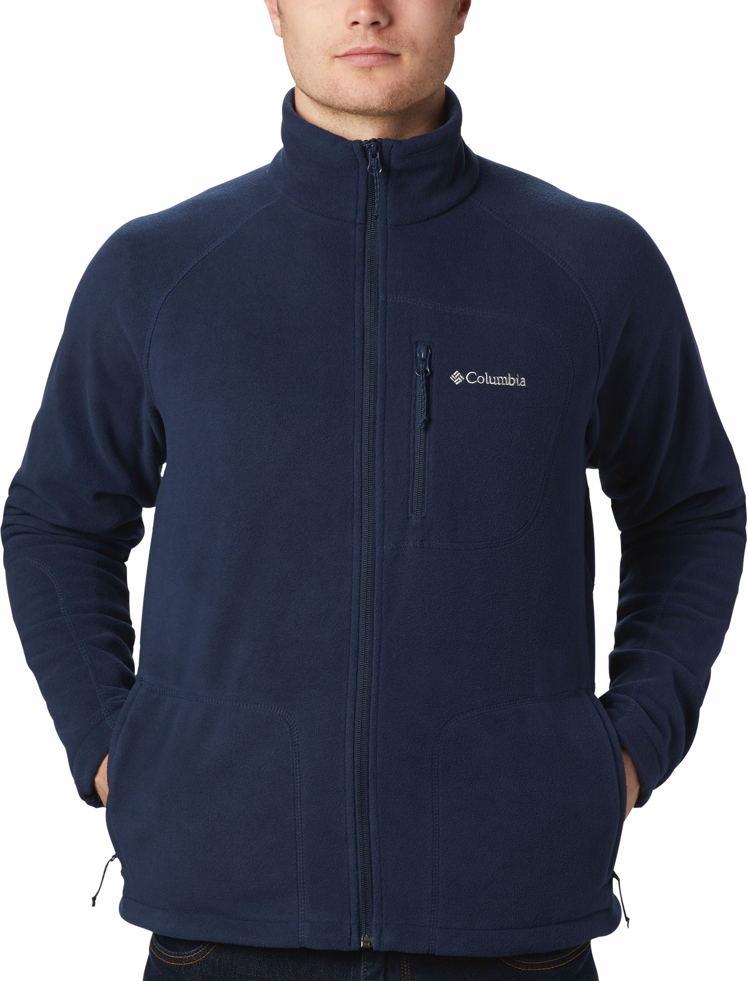 Fleecejacke COLUMBIA "Fast Trek II Full Zip Fleece", Herren, Gr. L, blau (marine), Fleece, Obermaterial: 100% Polyester, normal, hoch geschlossener Ausschnitt, abgerundeter Saum, Jacken Fleecejacke, mit hochschliessendem Kragen, atmungsaktiv, schnell troc